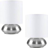 FORGEVIO Bedside Touch Table Lamp Chrome Base Pair in White