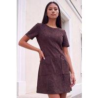 Roman Women's Petite Faux Suede Stitched Dress in Dark Brown | Size: 8