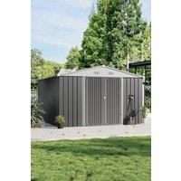 Garden Sanctuary 1012 FT Outdoor Lockable Steel Storage Shed with Door in Grey