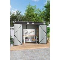 H&O Direct Galvanized Steel Outdoor Storage Shed with Dual Doors in Black