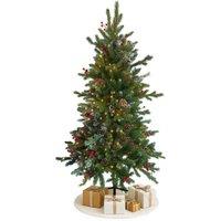 Home Republic Artificial Christmas Tree with Warm LED Lights, Red Berries in Emerald | Size: 180 cm x 45 cm