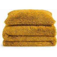 Velosso Alaska Shaggy Faux Fur Warm Duvet Cover & Pillowcover in Yellow | Size: King