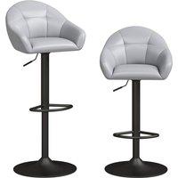 HOMCOM Bar Stools Adjustable Height Backrest Set of 2, Grey