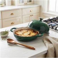 Living and Home Enamel Cast Iron Bread Pan Loaf Pan Frying Pan in Green