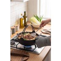 Living and Home 4L Cast Iron Nabe Pot with Lid, Induction, Oven & Gas Compatible, Heat Retention, Easy-Grip Handles, Durable Patina in Black