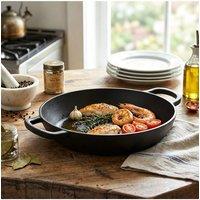 Living and Home Cast Iron Wok with Lid & Handles in Black