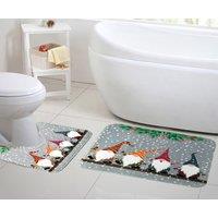 Velosso 2 Piece Christmas Memory Foam Bath & Pedestal Mat Set Bath in Grey | Size: Large