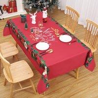 London Boutique 54108 Festive Waterproof Tablecloth Red Garland Table Cover
