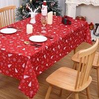 London Boutique Waterproof & Wrinkle-Free Christmas Tablecloth 5470 Table Cover in Red
