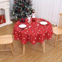 London Boutique Waterproof & Wrinkle-Free Christmas Tablecloth 60 Round Table Cover in Red