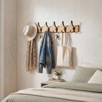 Levede Coat Rack Wall Mounted with Hooks Space Saving Bamboo Hallway Black in Natural