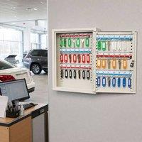 Levede Key Lock Box Key Safe Cabinet 42-Key Wall Mount Safe Steel White