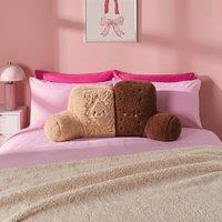 OHS Kids Biscuit Duo Cuddle Cushion Character Backrest Reading Pillow in Brown