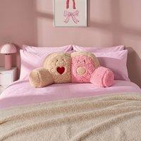 OHS Kids Biscuit Duo Cuddle Cushion Character Backrest Reading Pillow in Pink
