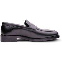 QUIVE London Men's Regent Leather Penny Loafers Slip-On Shoes for Smart Casual Wear in Black | Size: 9