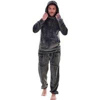Keanu Men's Fleece Hooded Pyjama Set in Grey | Size: Small