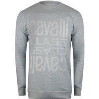 Cavalli Class Men's Long Sleeve Crew Neck Sweatshirt in Silver | Size: 2XL