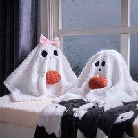 OHS Halloween Ghost Shaped Scatter Cushion Decorative Throw Pillow in White