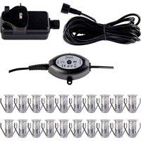 First Choice Lighting Set of 20 - 15mm IP67 Warm White LED Decking Kit with Photocell in Silver