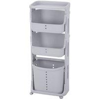 Garden Sanctuary 4-Tier Storage Rack Laundry Basket with Wheels in Grey