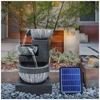 Living and Home Garden Water Feature Decorate Cascading Tiered Water Fountain Pump Waterfall with LED Lights Indoor/Outdoor, Solar Powered, 3 Bowls