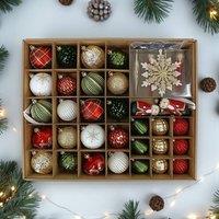 Garden Greatness 80 Pack Shatter Resistant Traditional Multi Red Baubles