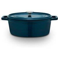 Barbary & Oak Nattura 29cm Oval Cast Iron Casserole Agave in Teal
