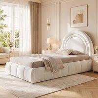 Merax 3ft Single Velvet Ottoman Bed with Storage & Padded Headboard in White