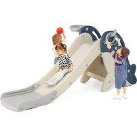 Gymax 4-in-1 Slide Indoor Outdoor Playground With Basketball Hoop-Blue in Blue