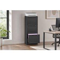 ERGOVEXA Lockable 3 Drawer Filing Cabinet, Black