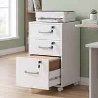 ERGOVEXA Three Drawer Wood-Effect Filing Cabinet, White