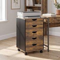 ERGOVEXA Five-Drawer Filing Cabinet, Rustic Brown