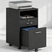 ERGOVEXA Lockable Two-Drawer Filing Cabinet, Wheels, Black