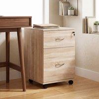 ERGOVEXA Two Drawer Lockable Filing Cabinet, Oak in Natural White