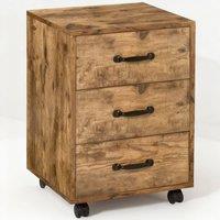ERGOVEXA 3 Drawer File Cabinet, Mobile Filing Cabinet on Wheels, Brown