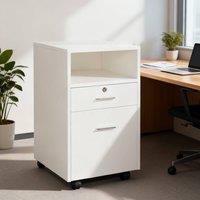 ERGOVEXA Lockable Two-Drawer Filing Cabinet, Wheels, White