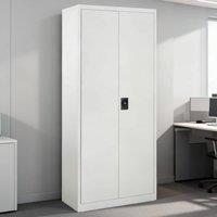 ERGOVEXA Cool Rolled Steel Tall Office Lockable Filing Cabinet 2, Cream White