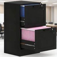 ERGOVEXA Lockable 2 Drawer Filing Cabinet, Black