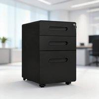 ERGOVEXA Lockable File Cabinet with 3 Drawers, Vertical Office Drawer, Black