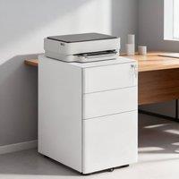 ERGOVEXA Lockable Cabinet, Steel Office Drawer Unit, White