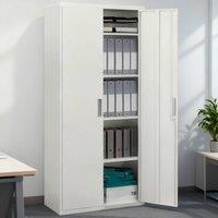 ERGOVEXA Five Shelf Lockable Steel Office Cabinet, White