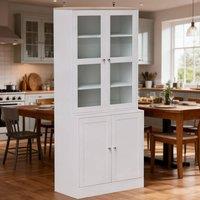ERGOVEXA Double Storage Display Cabinet, White & Natural