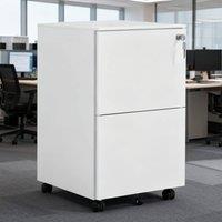 ERGOVEXA Lockable 2-Drawer Vertical Filing Cabinet & 5 Wheels, White