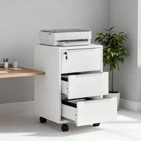 ERGOVEXA Three-Drawer Locking Filing Cabinet, White
