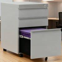 ERGOVEXA 3 Drawer Filling Cabinet, A4, Legal Size, Grey