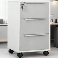 ERGOVEXA Three-Drawer Locking Filing Cabinet, White & Grey