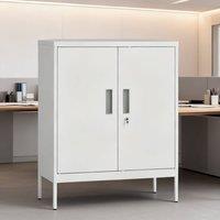 ERGOVEXA Lockable Metal Storage Cabinet & Adjustable Shelves, White