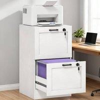 ERGOVEXA Lockable 2-Drawer Filing Cabinet, White