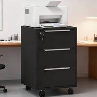 ERGOVEXA Three-Drawer Locking Filing Cabinet, Black