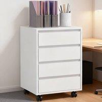 ERGOVEXA Four-Drawer Office Filing Cabinet, Wheels, White
